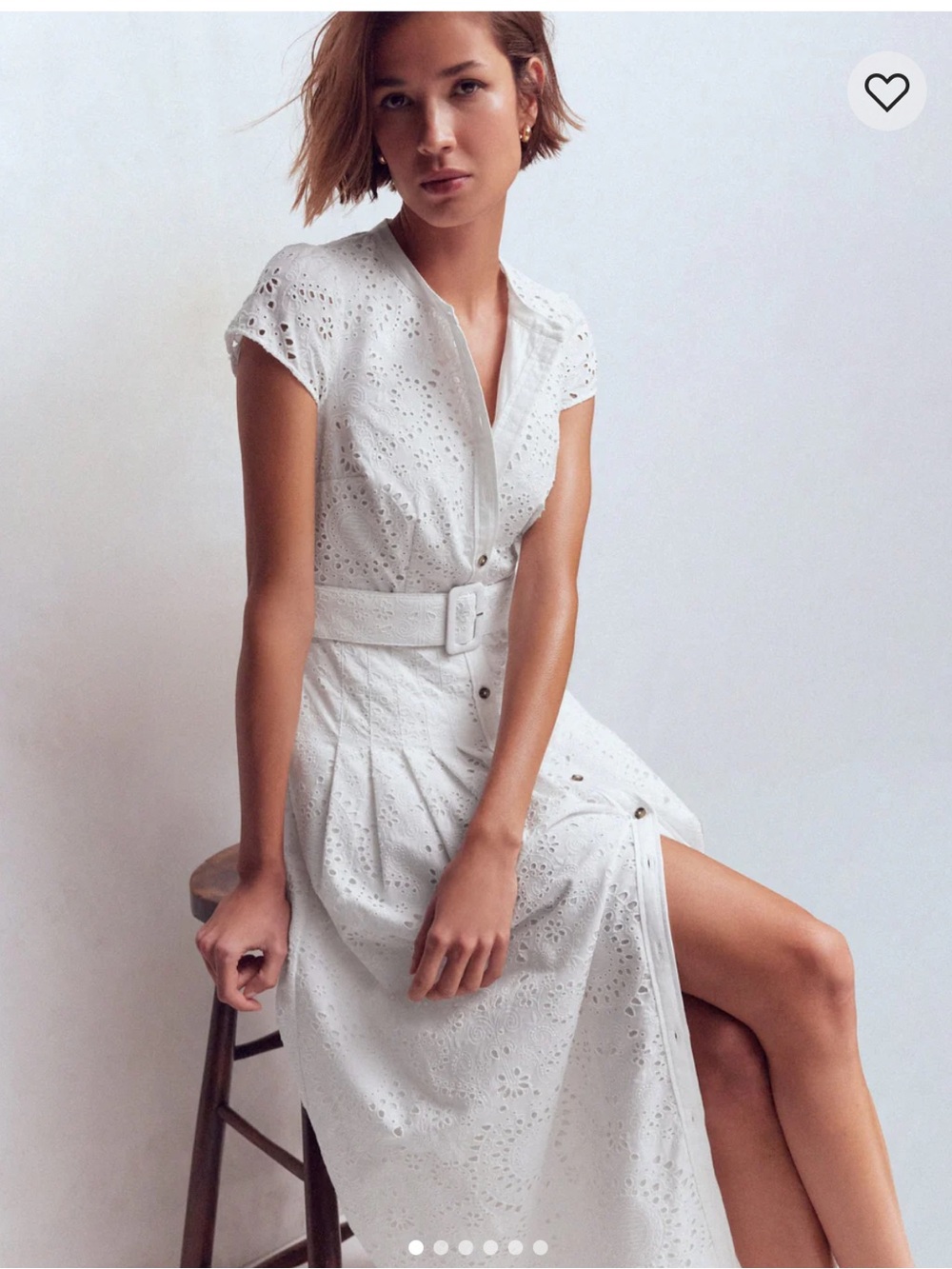 Arabella Cotton Maxi Dress White Broderie Eyelet US 20-22 Long NWT Belted Sleeve